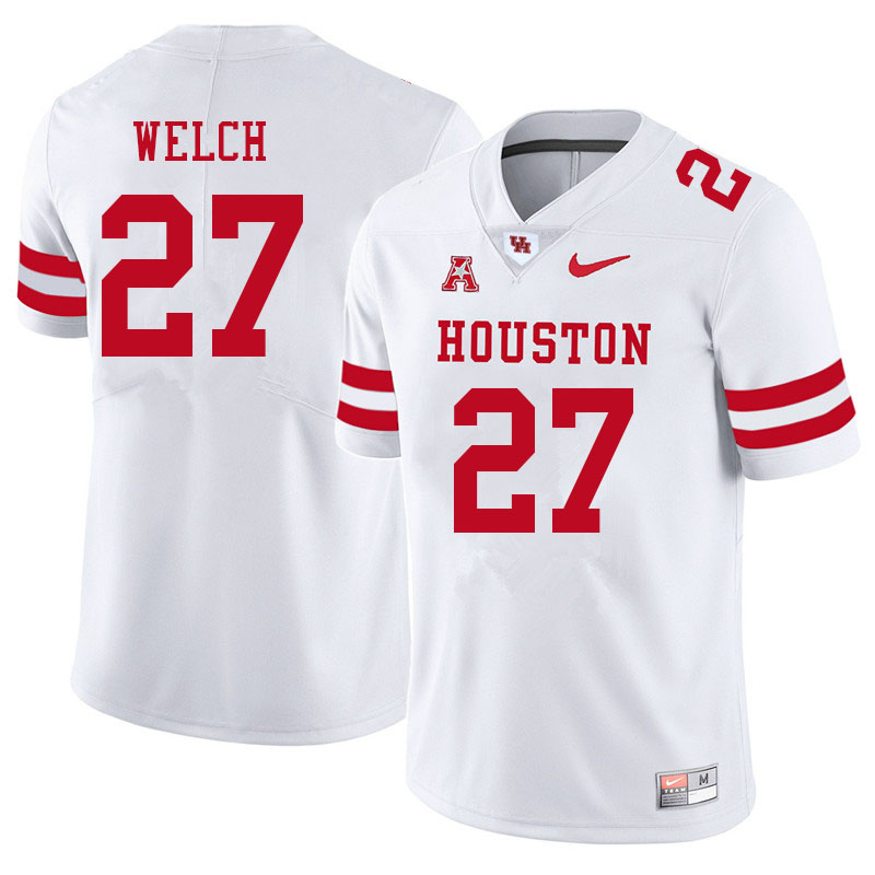 Men #27 Mike Welch Houston Cougars College Football Jerseys Sale-White - Click Image to Close